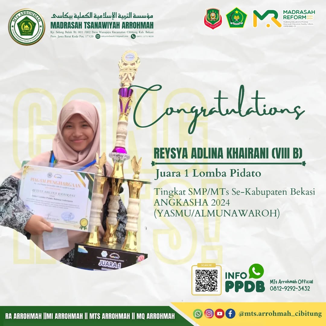 Juara 1 Lomba Pidato Tngkat SMP se-Kabupaten Bekasi